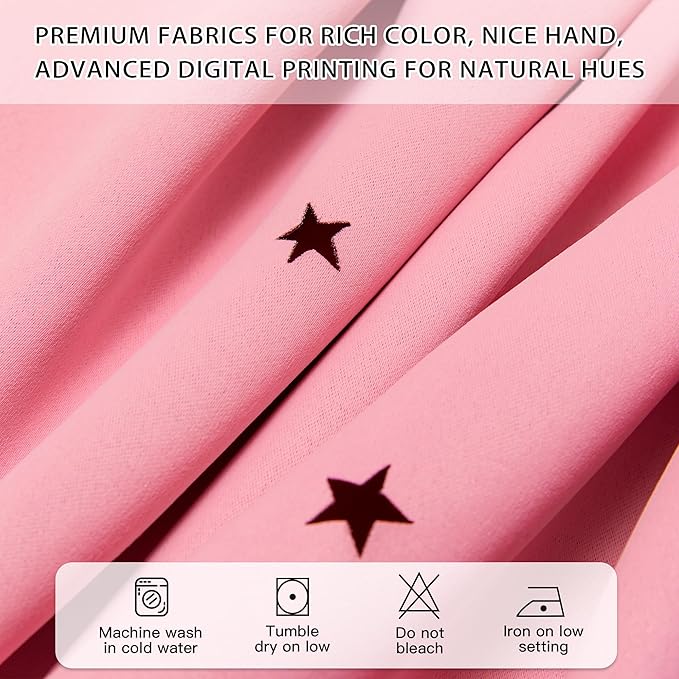 XiDi Pink Curtains for Bedroom Decor, Baby Pink Kids Blackout Curtains for
