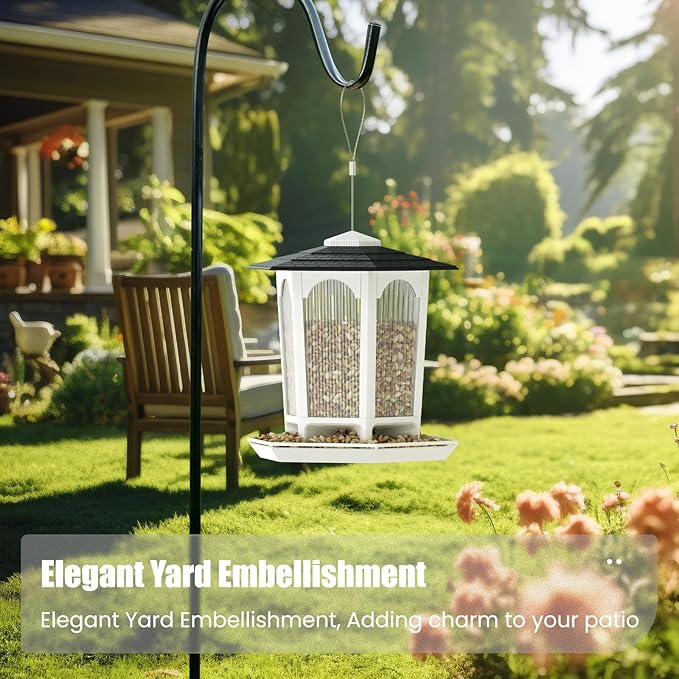 MrCrafts Nature Hanging Bird Feeder for Outdoors, Wild Bird Feeders for Outside, Fits for Cardinals, Unique Bird Watching Gift, Standard White, Large Size(1Pcs)