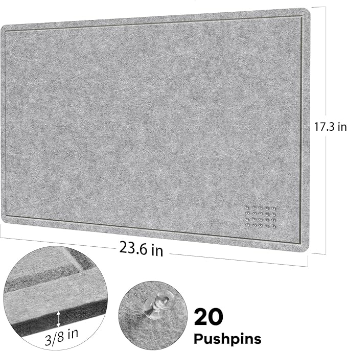 Lightomorrow Bulletin Board, 24 x 18 inches Felt Board