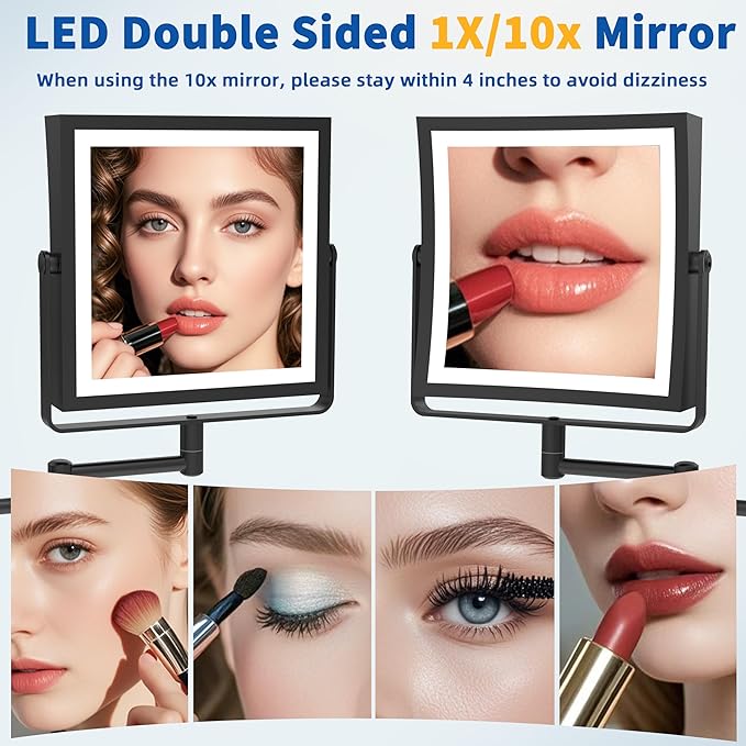 Ruacq Rechargeable Wall Mounted Makeup Mirror