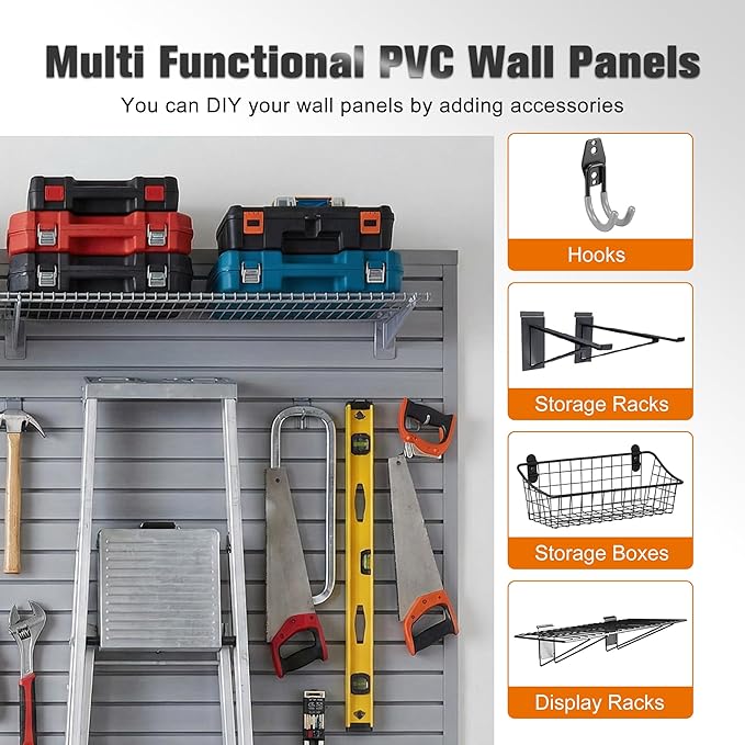 Slatwall 4x4t FT PVC Slat Wall Panels, Interlocking Garage Slat Wall Panels
