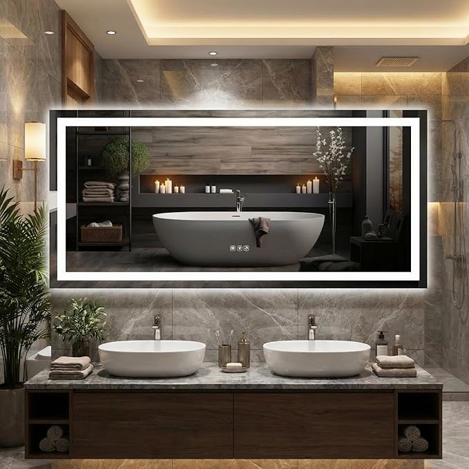 LED Bathroom Mirror 55 x 26 inch, Lighted Bathroom Vanity Mirror