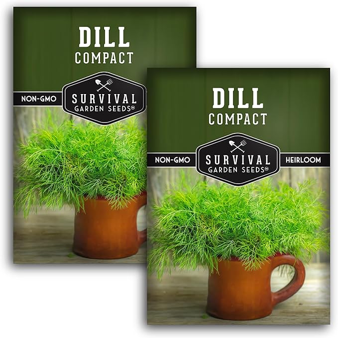 Compact Dill Seeds for Planting â Dwarf Dill for Containers & Small-Space Gardens â High Germination Heirloom Non-GMO Herb for Indoor or Outdoor Growing â Survival Garden Seeds (2 Packs)