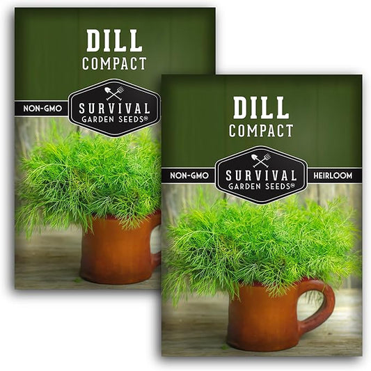 Compact Dill Seeds for Planting â Dwarf Dill for Containers & Small-Space Gardens â High Germination Heirloom Non-GMO Herb for Indoor or Outdoor Growing â Survival Garden Seeds (2 Packs)