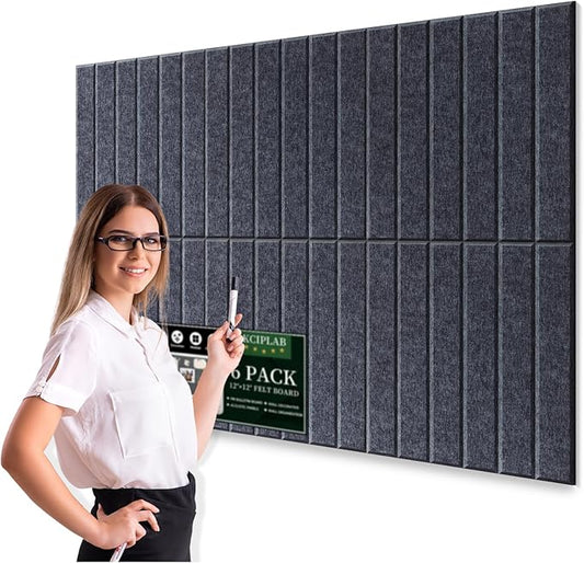 Large Cork Bulletin Board for Wall 36"x24", 6 Pack Felt Slat Wall Panel Tiles