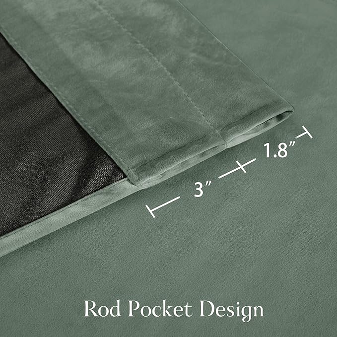 NICETOWN Green Velvet Curtains 96 inches Long 2 Panels