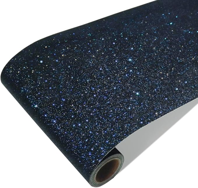CRE8TIVE Black Blue Wallpaper Border Black Glitter Wallpaper Stick and Peel
