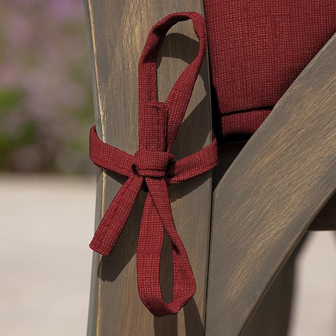 Arden Foam Outdoor Seat Cushions (2-Pack), 19 x 19, Premium High-Density Foam, Never Flattens, Weather-Proof for Outdoor Chairs Ruby Red Leala