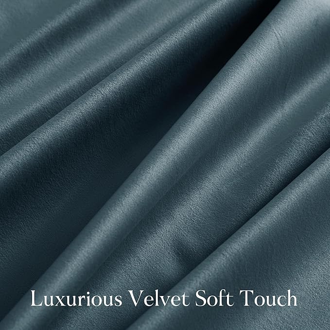 NICETOWN Blue Velvet Curtains 84 inches