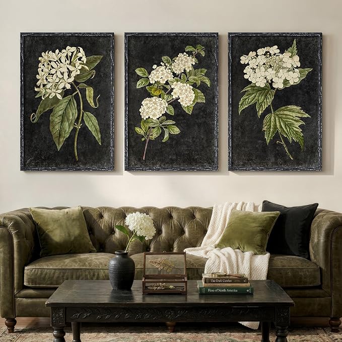 Vintage Framed Hydrangea Floral Wall Art