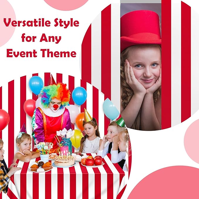 Kochorie 100 Ft x 54 Inch Red & White Striped Tablecloth Roll