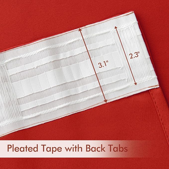 MIULEE Christmas Red Back Tab Blackout Curtains 90 Inches Long 2 Panels Set