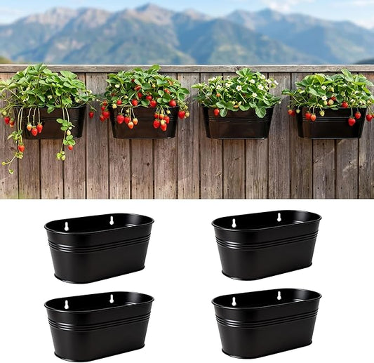 LaLaGreen Wall Planter Black Oval Metal Wall Hanging Decor Flower Plant Holder