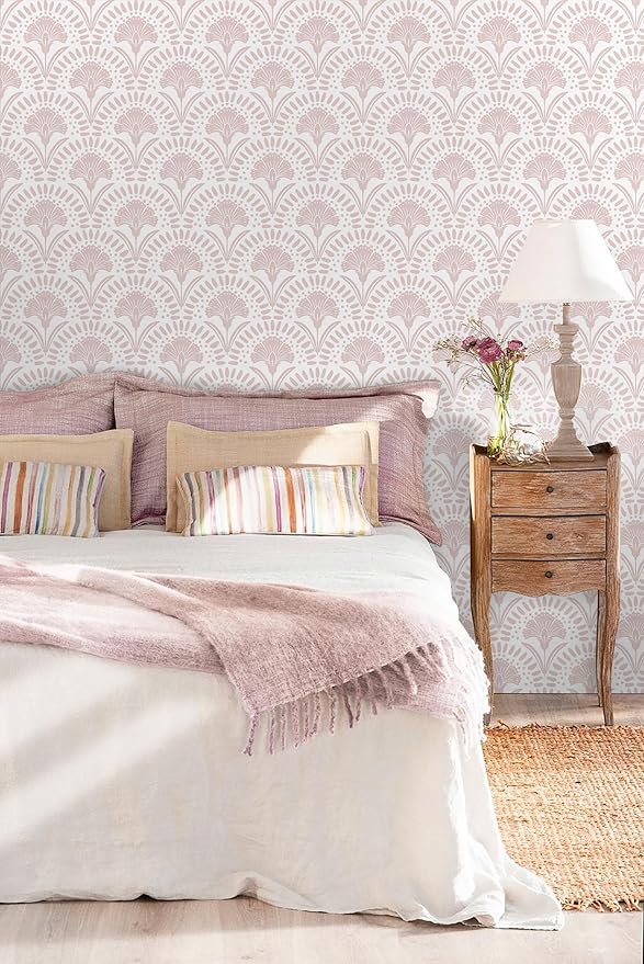 Timeet 17.7 in × 78.7 in Boho Peel and Stick Wallpaper Pink Floral Contact