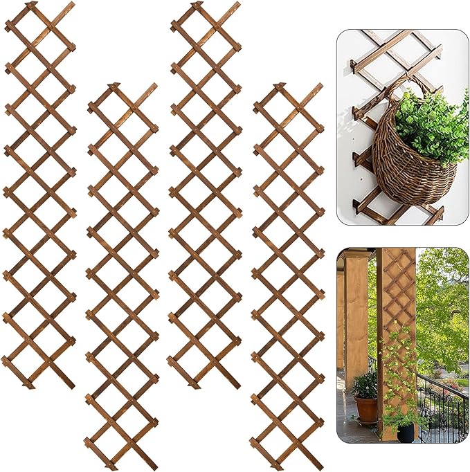 4Packs 13x78in Expandable Wood Wall Trellis