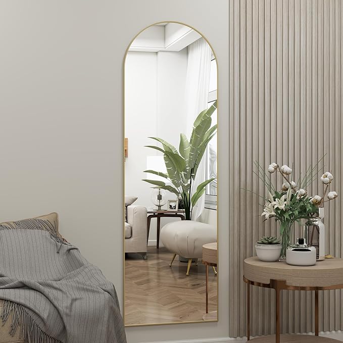 Arched Full Length Door Mirror 14x48, Metal Frame