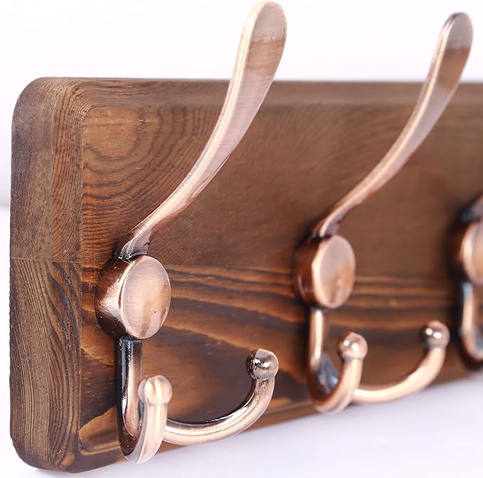 SKOLOO Rustic Pine Wood Wall Coat Rack