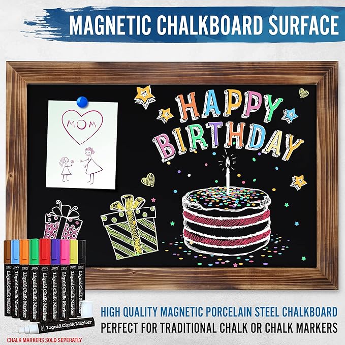 HBCY Creations 20" X 30" Torched Brown Solid Wood Frame Wall Chalkboard