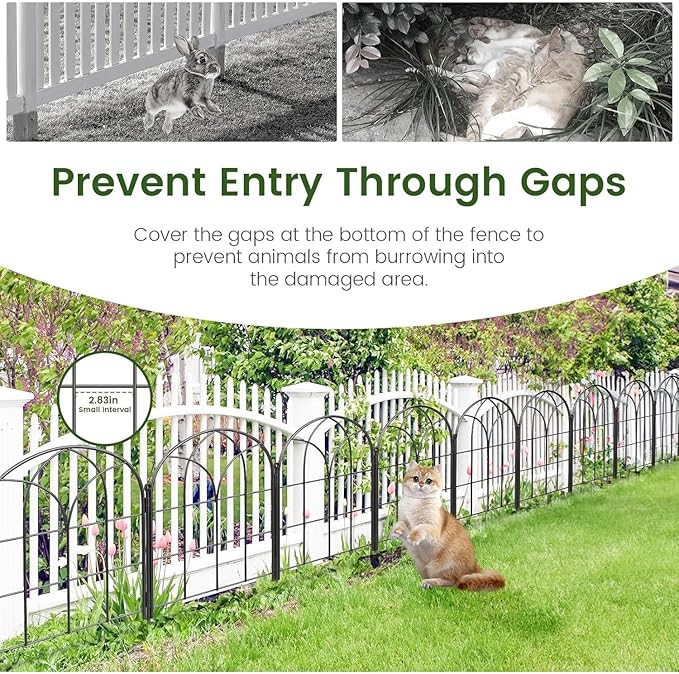 Youpehom Black Garden Fences Animal Barrier, 12.55"*16.48" Garden Border Fencing, Rustproof Metal No Dig Fence for Dogs, Outdoor Fence, Dog Fencing for Patio, Flower Bed, Farm (Medium 10 pcs)