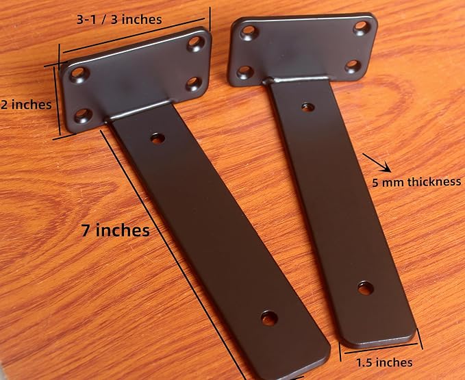 8 Pack - 7 inch Black Hidden L Shelf Bracket Iron Floating Shelf Brackets