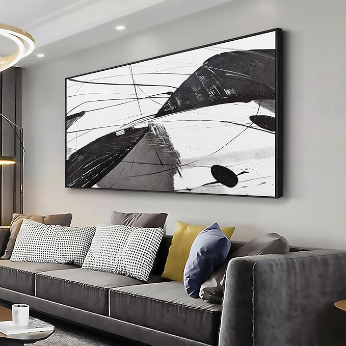 Abstract Wall Art Home Wall Decor Black and White Framed Canvas painting