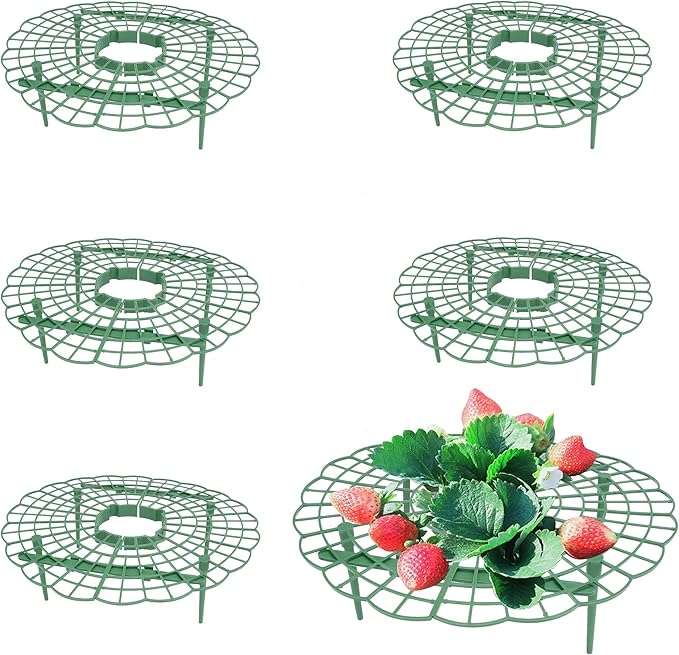 5 Packs Strawberry Supports - Reusable Strawberry Plant Stand Waterproof Growing Frame Plastic Fruit Tray Protectors Sturdy Strawberry Growing Racks to Keep Strawberries Off Mold, Rot and Dirt