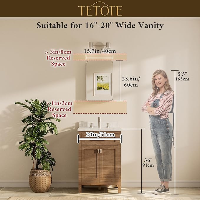 TETOTE 16 x 24 Inch Black Frame Mirror, Bathroom Vanity Mirror