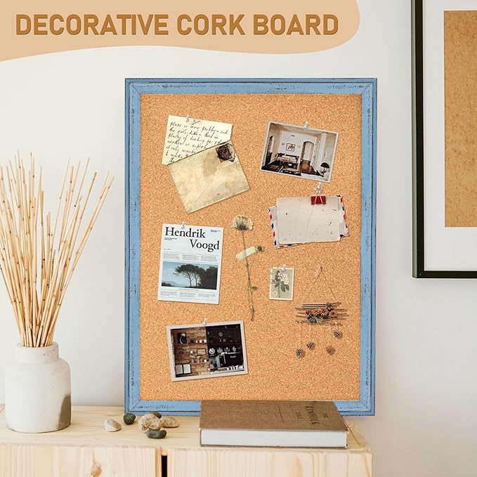 DOLLAR BOSS Cork Boards for Walls, 24 X 18 Inches Bulletin Board Decorative