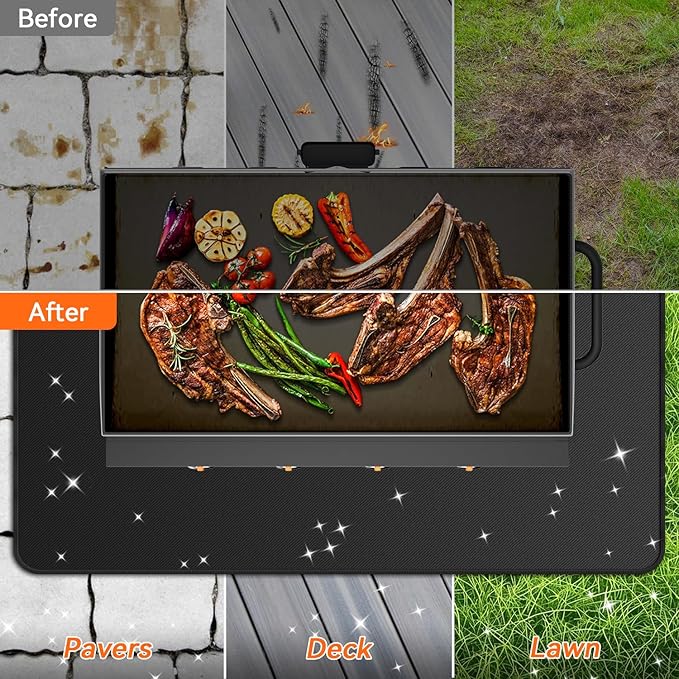 100x39 inches Extra-Large Under Grill Mats for Outdoor Grill, Double-Sided Fireproof Protective Mat, Oilproof Waterproof BBQ Fire Pit Fireplace Mat