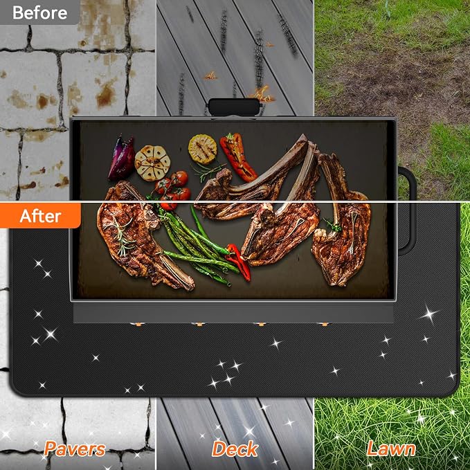 60x40 inches Large Under Grill Mats for Blackstone, Double-Sided Fireproof Outdoor Grill Protective Mat, Oilproof Waterproof BBQ Fire Pit Fireplace Mat