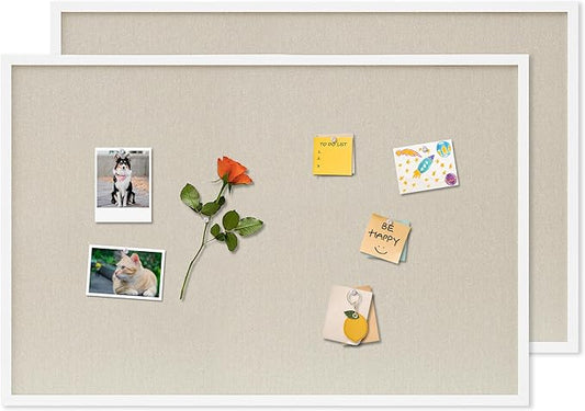 DAHAPYBOO Cork Board with Linen White 2Pack, Bulletin Board 36"x24" Hanging