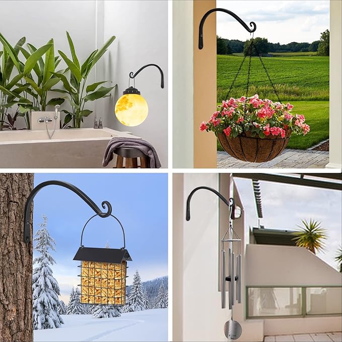 FEED GARDEN 2 Pack 14 Inch Hanging Plant Bracket Wall Hooks Decorative Plant