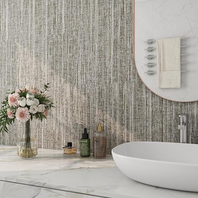 FunStick 16"x240" Vintage Textured Brown Taupe Wallpaper Peel and Stick