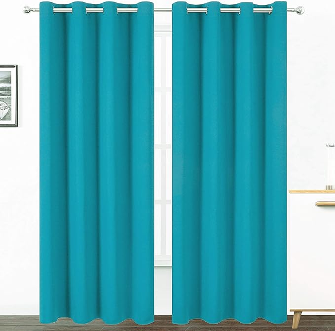 LEMOMO Teal Thermal Blackout Curtains/52 x 95 Inch/Set of 2 Panels Room