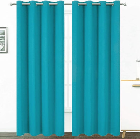 LEMOMO Teal Thermal Blackout Curtains/52 x 95 Inch/Set of 2 Panels Room
