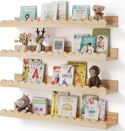 Shario Nursery Book Shelves, Scalloped Shelves, Wall Book Shelves