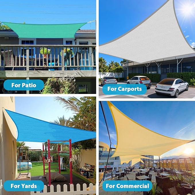 Amagenix Sun Shade Sail 15'X16' Curved Edge Outdoor Shade Canopy Black Breathable 95% UV Block Shade Cloth for Patio Garden Backyard (We Make Custom Size)