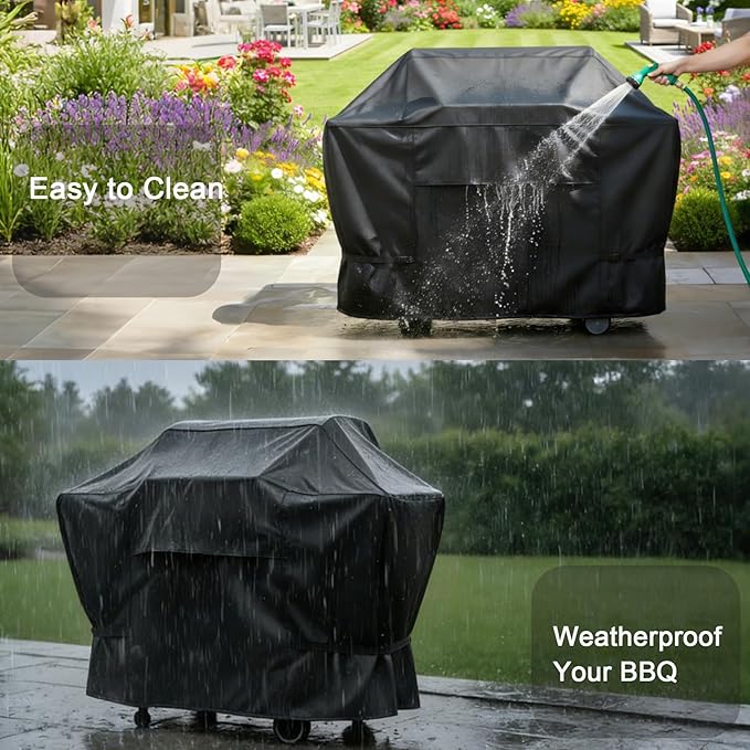 NettyPro Grill Cover for Outdoor Grill 52 inch Waterproof Heavy Duty Gas BBQ Cover for Outside Weber, Char-Broil, Brinkmann, Jenn Air, Nexgrill 2-3 Burners Barbecue, Black