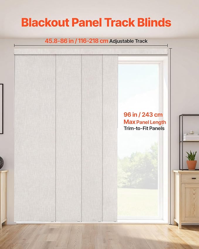 VEVOR Panel Track Blinds, Extendable Track from 45.8 in to 86 in W, Trimmable