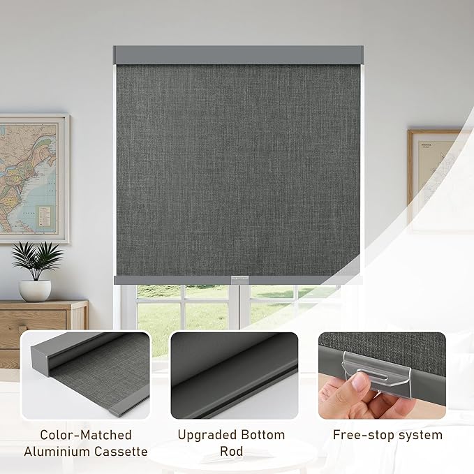 AOSKY Linen Roller Blinds Shades