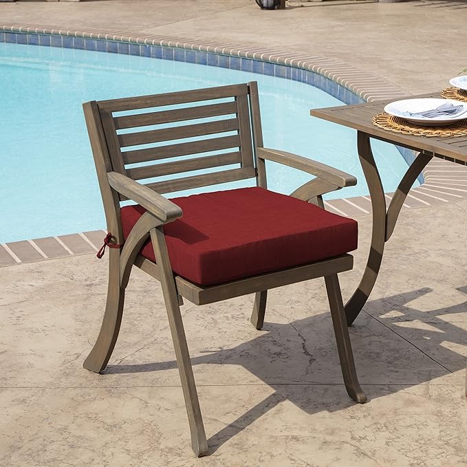 Arden Foam Outdoor Seat Cushions (4-Pack), 19 x 19, Premium High-Density Foam, Never Flattens, Weather-Proof for Outdoor Chairs Ruby Red Leala