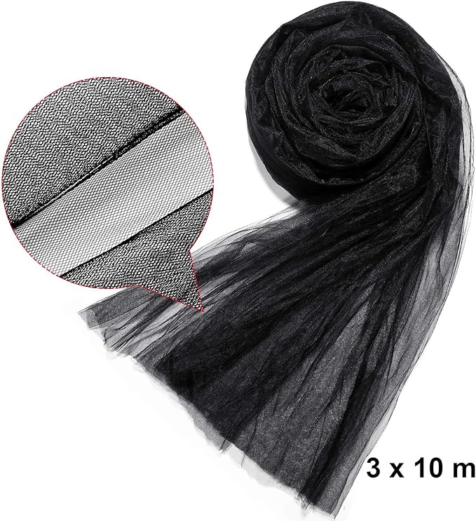 Zonon 10 x 33ft Mosquito Netting Garden Insect Bug Mesh Netting Garden Patio Mesh Screen Net Fly Insect Bug Bird Net Barrier for Patio Balcony Porch Gazebo Vegetables Fruits Plant Protection(Black)