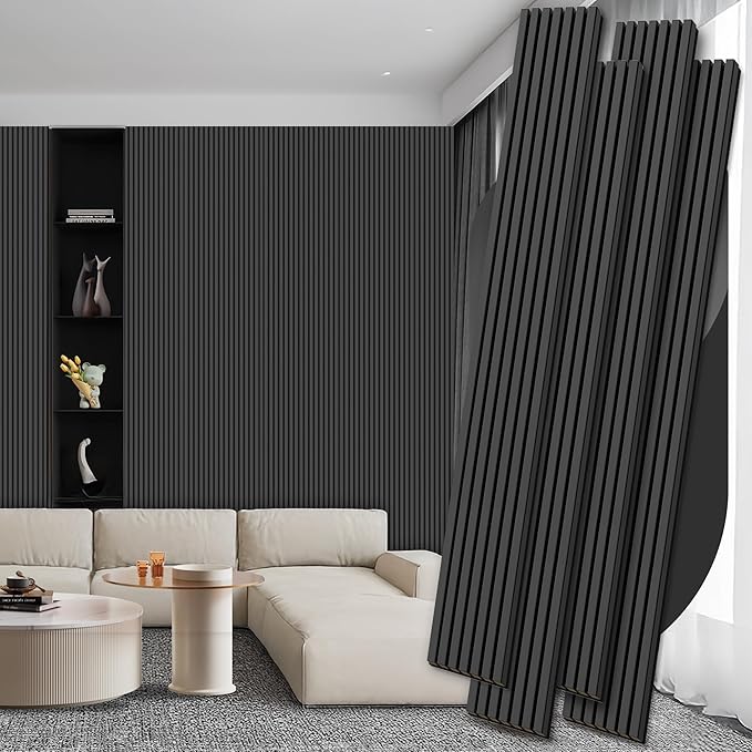 4 Pack Wood Panels for Wall, 106.3" × 11" Wood Slat Acoustic Panels for Wall