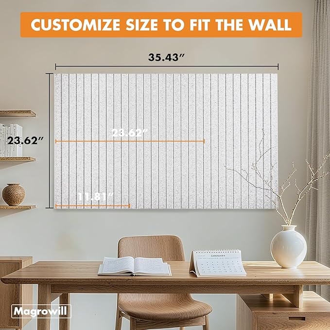 Cork Board Tiles for Wall with Push Pins, Removable 36" x 24" Slat Bulletin