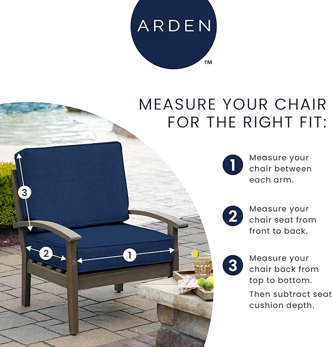 Arden 2-Pack Outdoor Patio Dining Chair Cushion, 20x44, Rain-Proof Seat Pad, Fade-Resistant Outdoor Cushion French Blue Texture