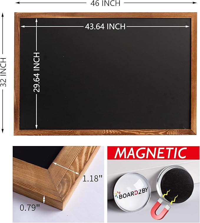 Magnetic Chalkboard Black Board 46 x 32, Extra Large Chalk Board Blackboard