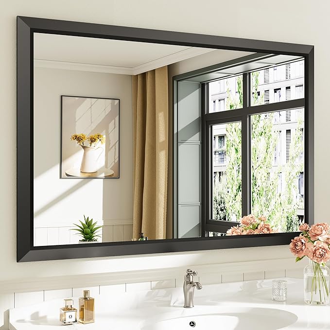 Briivue 48x32 Inch Black Bathroom Mirror
