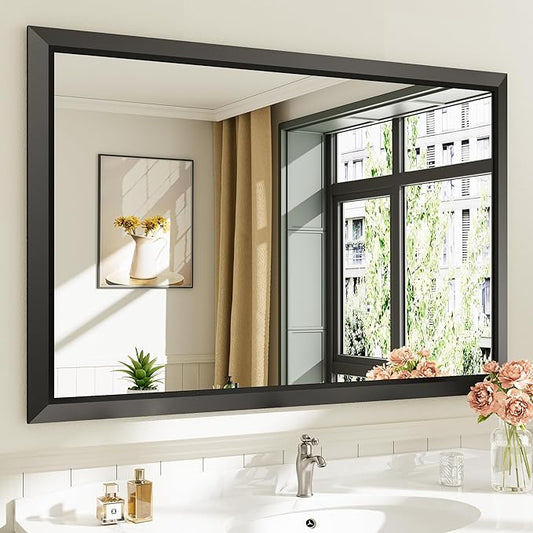 Briivue 48x32 Inch Black Bathroom Mirror