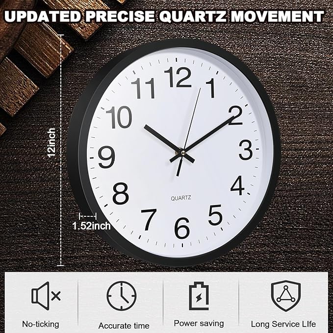 Inbagi 8 Pcs Wall Clock Bulk Large Silent Battery Operated Classroom Clocks