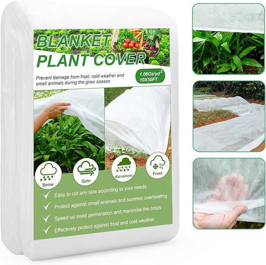 YDSL Plant Covers Freeze Protection 10FTÃ50FT, 1.06 oz/ydÂ² Floating Row Covers for Garden Beds Pest/Sun Protection, Frost Cloths for Outdoor Plants for Vegetables Flowers Fruits Winter Protection